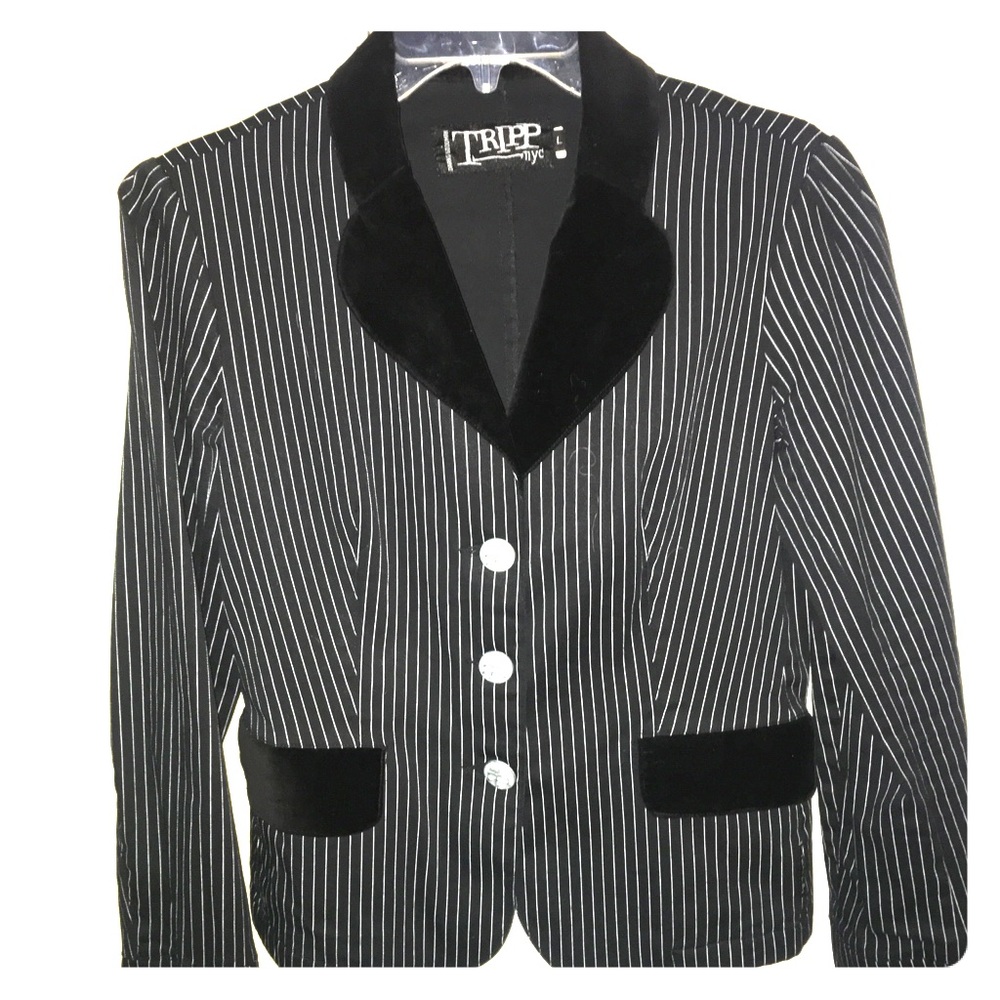 TRIPP Black and White Pinstripe Blazer sz L